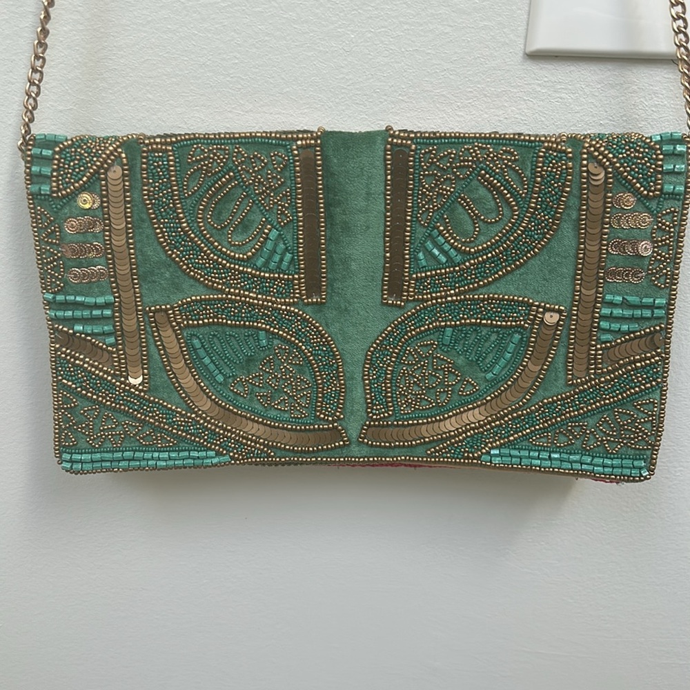 Bead the Best Green Velvet Beaded Clutch - Picture 2 of 9